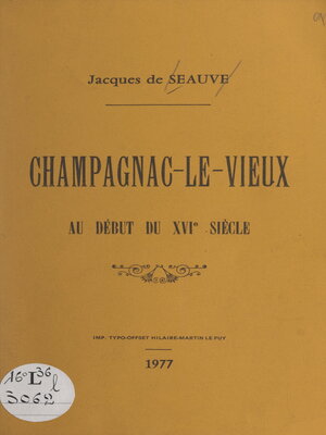 cover image of Champagnac-Le-Vieux au début du XVIe siècle